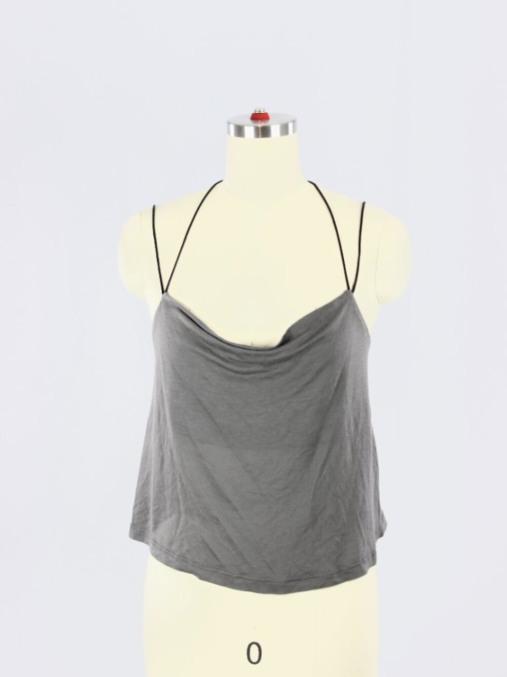 NWT KORAL Compass Stone Grey Tencel Jersey Cowl Neck Halter Tank, Size XS